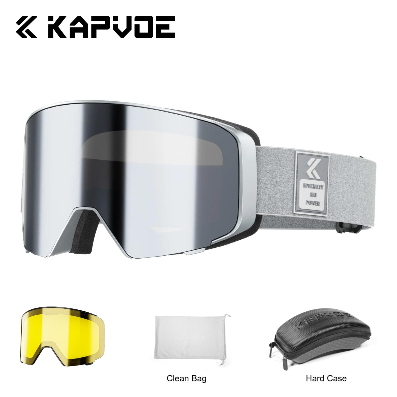 

Kapvoe Flip Ski Goggles Photochromic Set Winter Professional Men Women Magnetic Quick-Change Anti-Fog Snowboard Goggles Adults