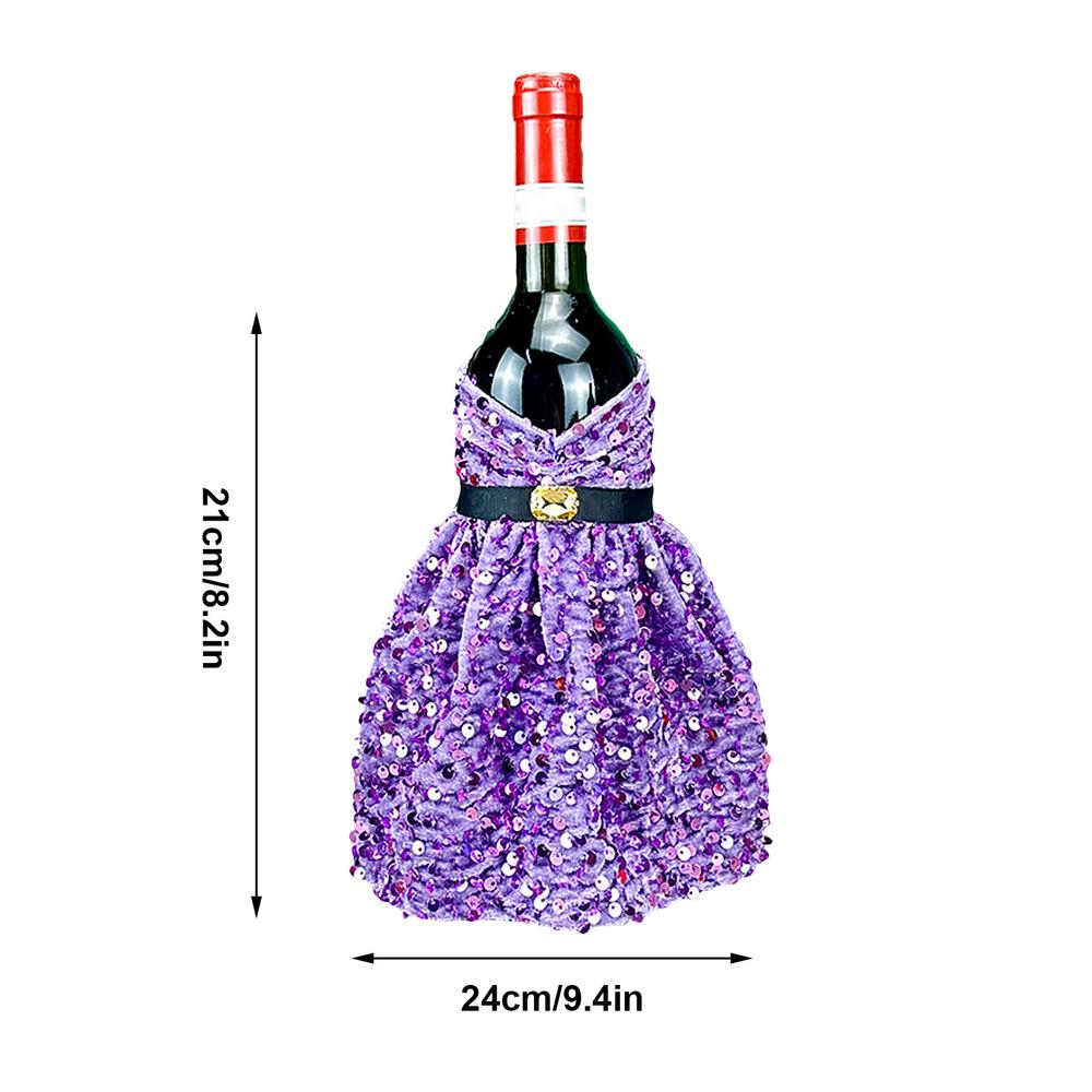 Copribottiglia di Vino di Natale Paillettes Maniche per Bottiglia di Champagne Vestito per Bottiglia di Vino per Natale Matrimoni Feste di Compleanno Forniture