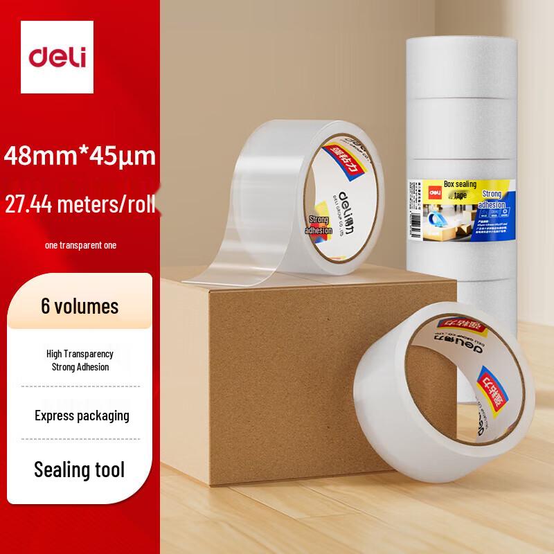 Deli Clear Packing Tape, 6 Rolls