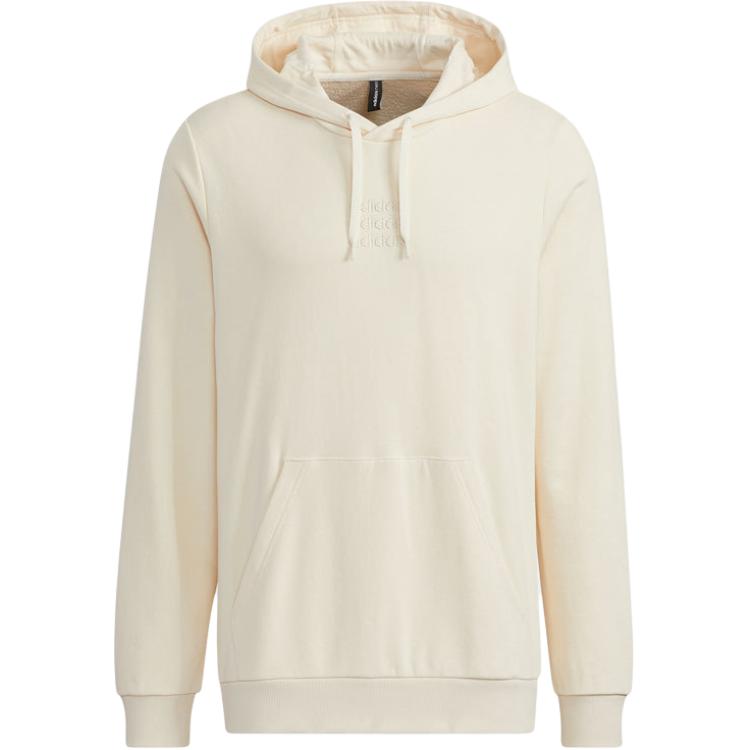 adidas Cream White Men s Embossed Logo Hooded Pullover Sweatshirt H14225 M