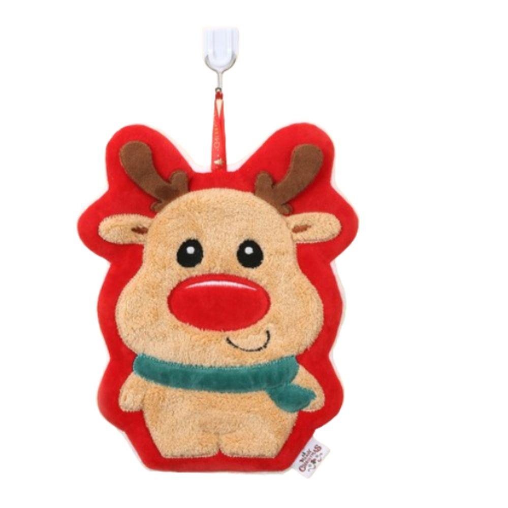 Thickened Christmas Hanging Hand Towels Soft Coral Velvet Plush Hand Towel Cartoon Quick Drying Cleaning Towels
