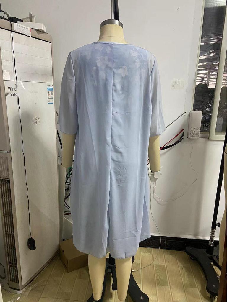 2024 Summer Women's Floral Print Slim Fit Two-Piece Dress