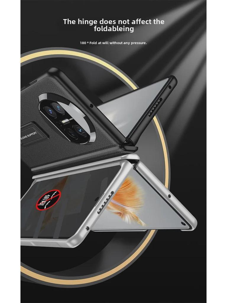 Kožené pouzdro na telefon s plným krytím a skládacím displejem Huawei Mate X3 - Ochrana proti sledování a pádu
