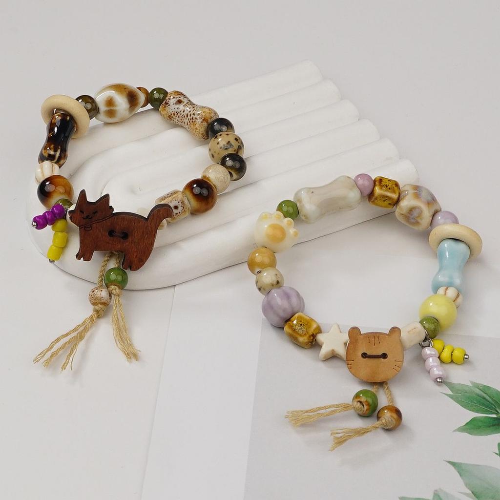 Jingdezhen ceramic beaded cute and fresh cat giraffe jewelry bracelet wholesale sweet source