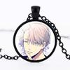 Round Acrylic Alloy Pendant Figure Pattern Necklace Unisex Chain