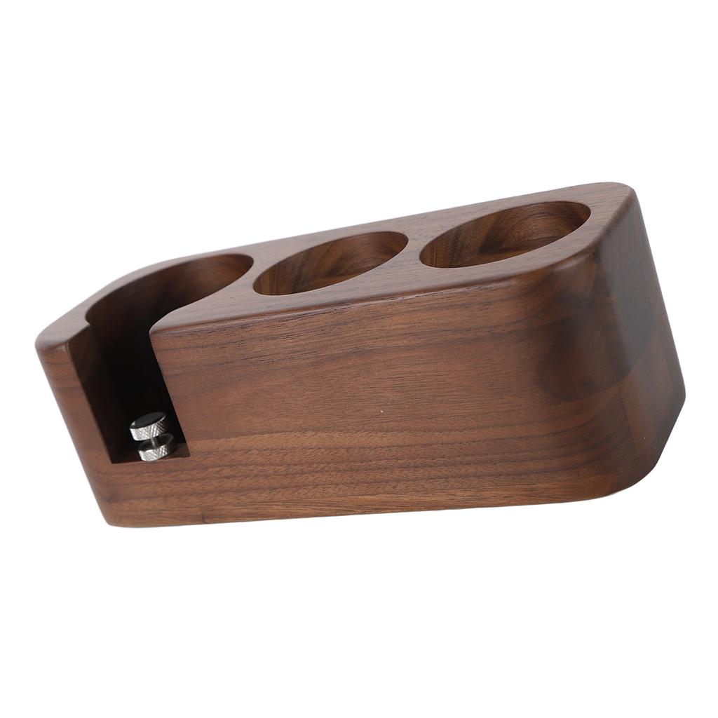 Coffee Tamper Holder 3 Holes Walnut Wood Prevent Slip Stable Coffee Tamping Station 58mm   2.3in