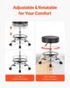 Round Rolling Stool Swivel Stool with Wheels & Footrest Height Adjustable