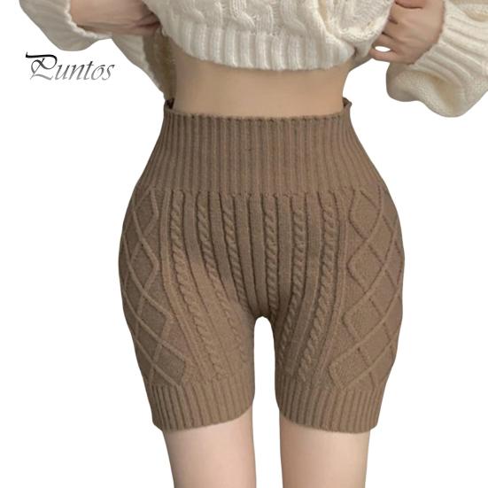

Женские зимние шорты-шорты, трикотажные, с высокой талией, эластичные, однотонные, сохраняющие тепло, защищающие от воздействия окружающей среды, базовые шорты для повседневной носки дома и не только кофейный