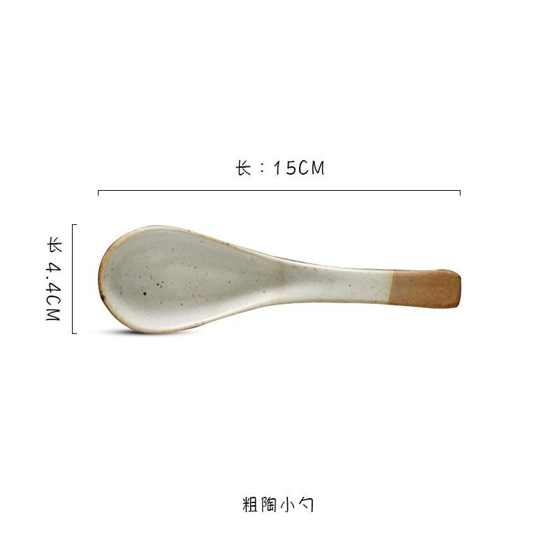 

Japanese Handmade Clay Small Spoon Ceramics Creative Eating Spoon Soup Vintage Stoneware Tableware Household Kitchen Supplies