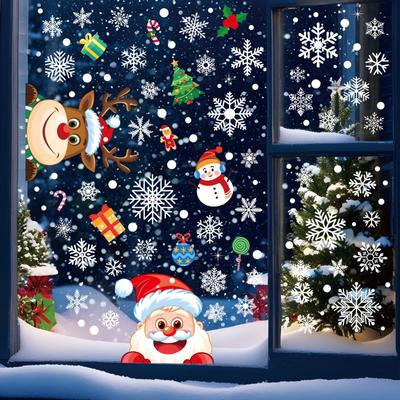 1set Glass Window Christmas Window Stickers Christmas Window Stickers Snowflakes Christmas Decorations Christmas Window Stickers