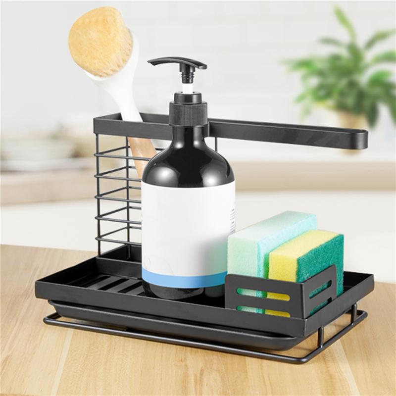 A96I-Sink Organiser Sink Caddy Kitchen Stainless Steel Storage & Organisation Sponge Holder With Drip Tray, Kitchen Aid