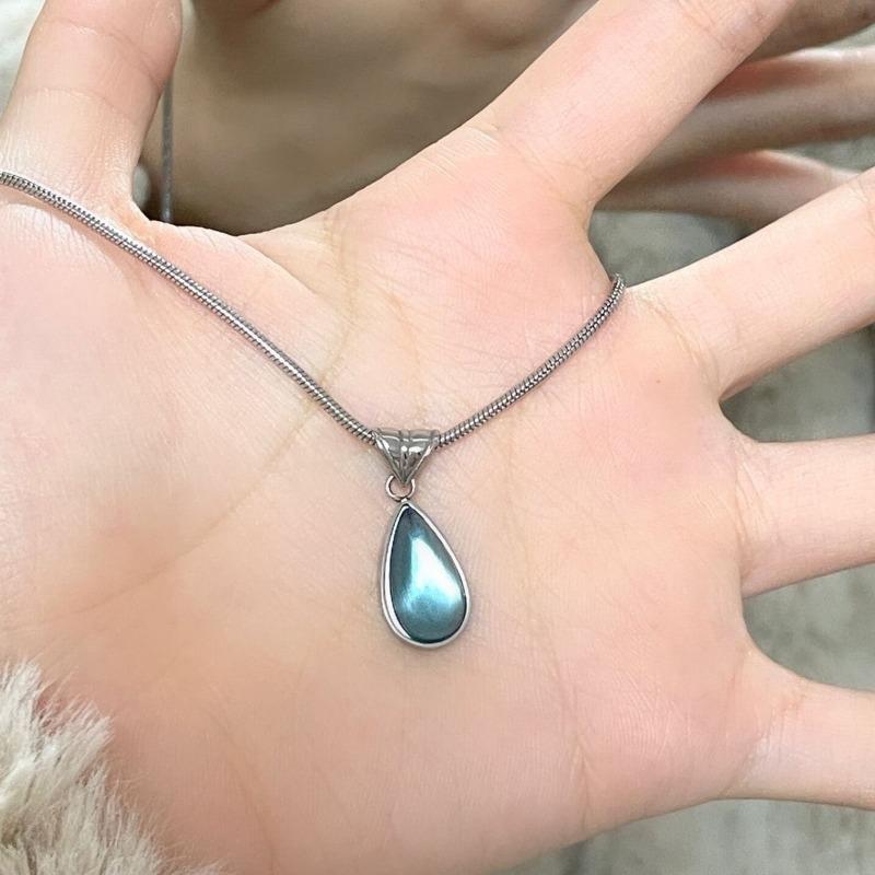 Mermaid Tears~ Temperament Niche Versatile Blue Water Drop Pendant Necklace Women's Fashion Premium Clavicle Chain