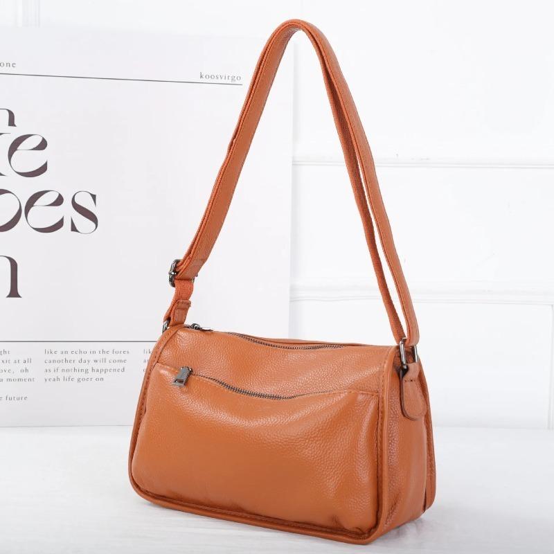 Women's Top-Grain Cowhide Leather Shoulder Bag Spacious Minimalist Crossbody for Effortless Commuting Tote with Adjustable Strap