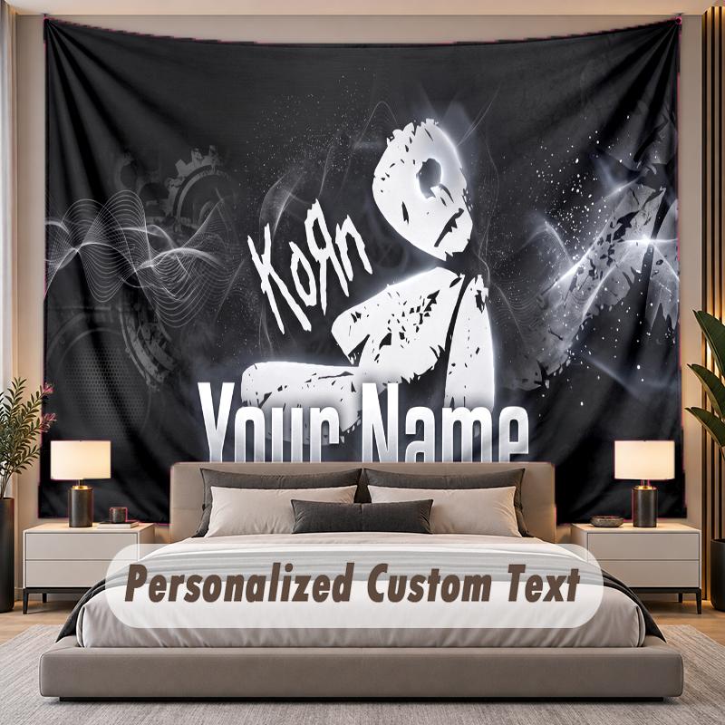Custom Name Text Tapestry Korn Personalized Polyester Wall Tapestry For Bedroom And Room