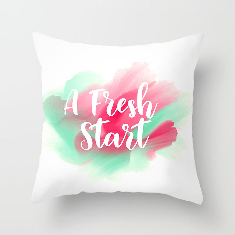 Modern Simple Pillow Letter Watercolor Print Pillow Cushion Cover Home Supplies