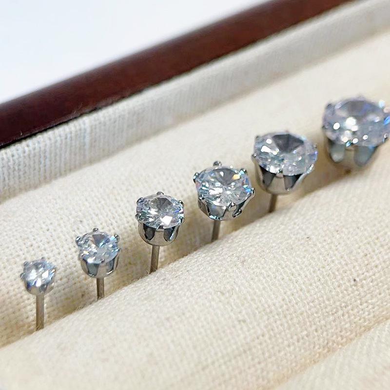High-End European & American Minimalist Zircon Diamond Earrings - 18K Gold-Plated Titanium Steel, Fade-Resistant