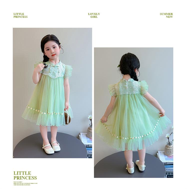 Girls' Summer New Chinese Mesh Skirt Dress
