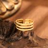 Thumb Ring Geometric Lines Shape Adjustable Opening Design Finger Ring Stainless Steel Finger Band Versatile Jewelry
