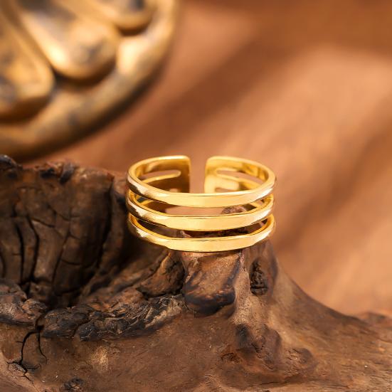 Thumb Ring Geometric Lines Shape Adjustable Opening Design Finger Ring Stainless Steel Finger Band Versatile Jewelry