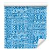 Polynesian Geometric Pattern Wallpaper Azure and Blue 50x1000