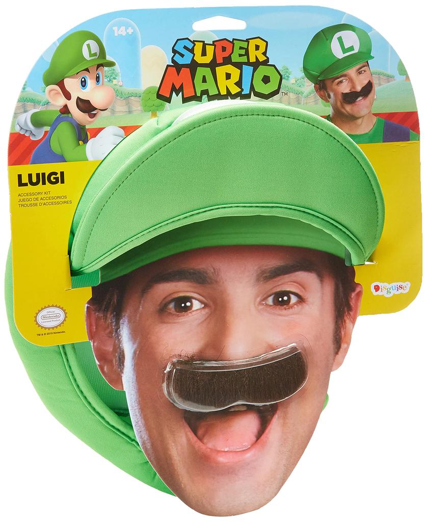 Disguise Cosplay Luigi Adult Hat Mustache Unisex Green &