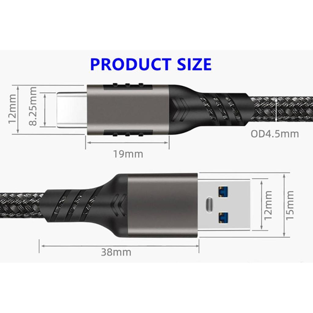 USB3.2 10Gbps Cable USB A To Type-C 3.2 Data Transfer USB C SSD Hard Disk Cable 3A 60W Quick Charge 3.0 Charge Cable