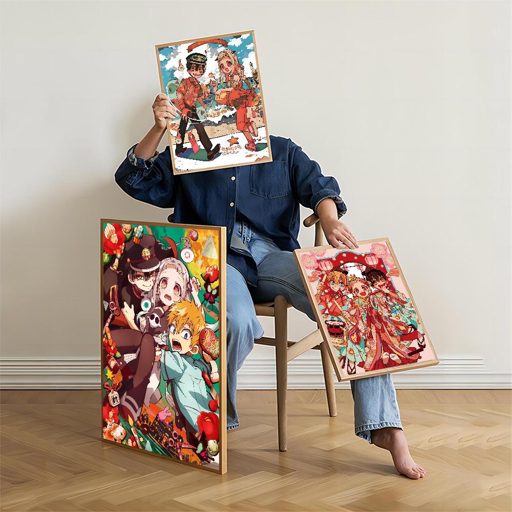 Anime Poster Cartoon Toilet-bound Hanako-kun Movie Sticky Posters Retro Kraft Paper Sticker DIY Room Bar Cafe Aesthetic Art Wall