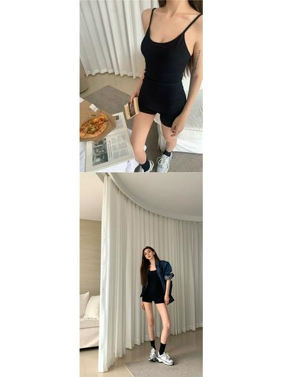 Spring 2026 Sexy Black Suspender Jumpsuit Shorts for Women