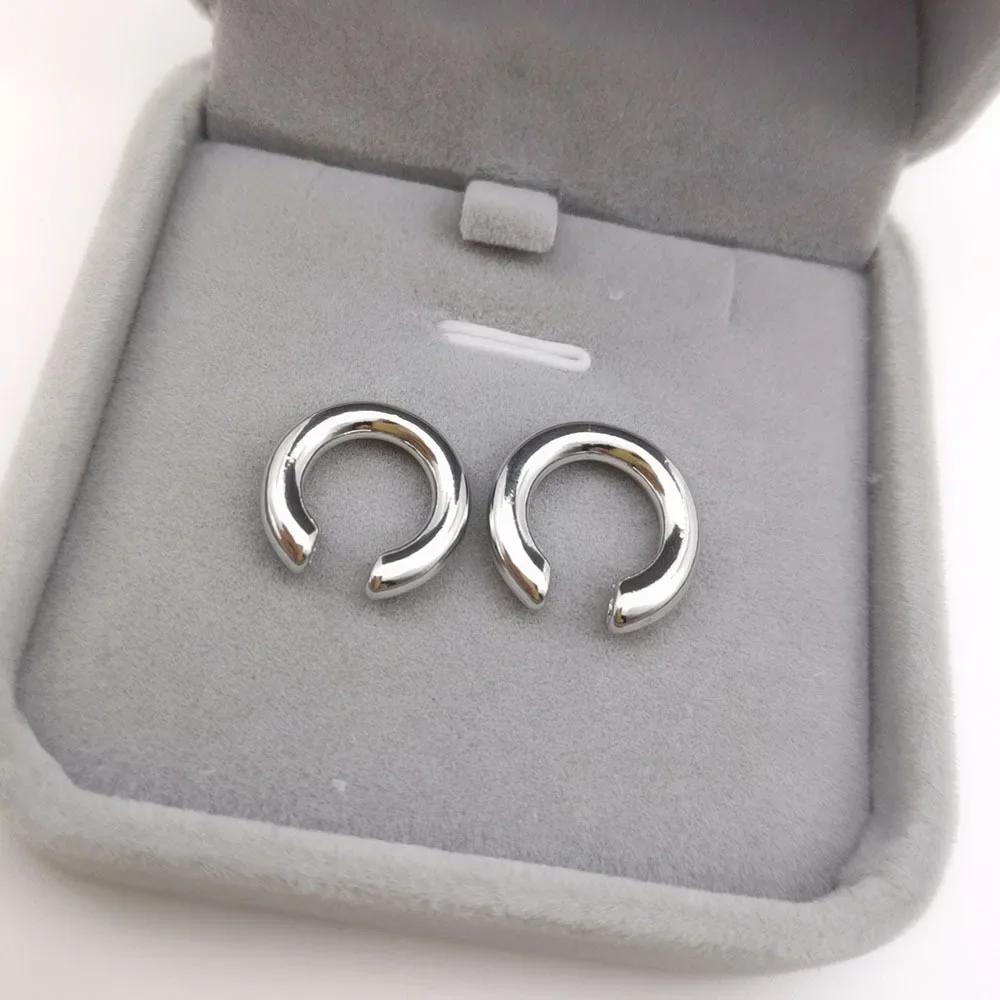 New Personality Gold Color Clip Earrings Fake Piercing Jewelry Set Fashion Lines Snake C-shape Ear Cuffs for Women Party Gift