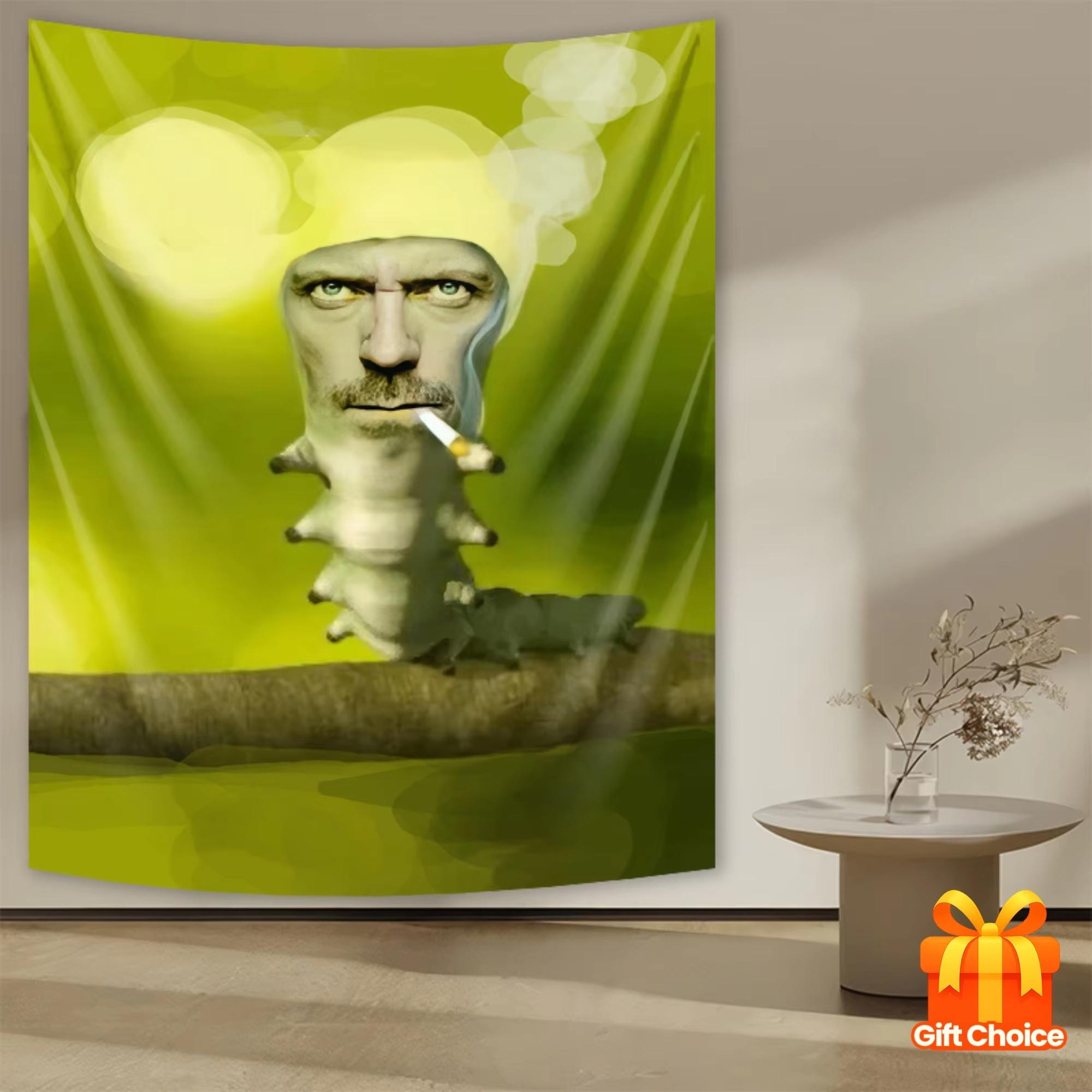 

Surrealism Tapestry Multi Segment Face Smoking Insect Fantasy Art Modern Minimalist Studio Decor Wall Hanging Gift 74x94cm(29x37in)
