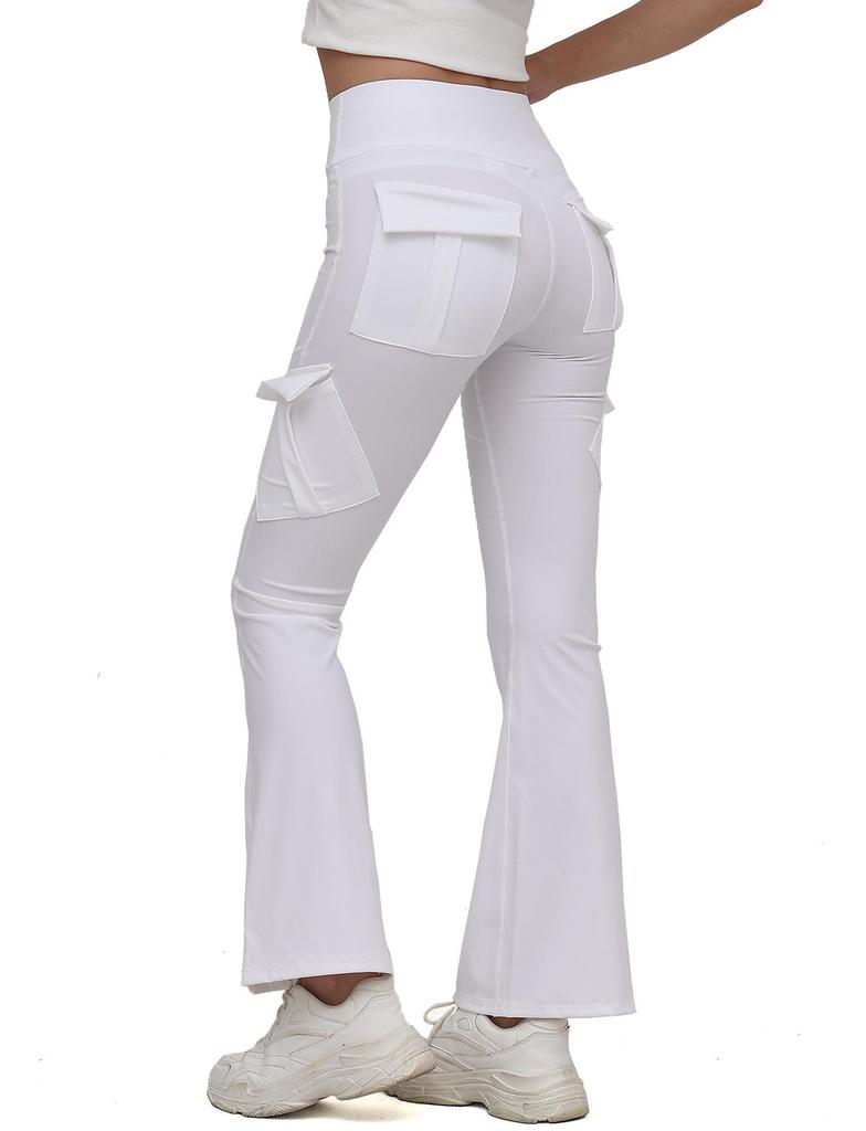 European & American High-Waisted Wide-Leg Cargo Yoga Pants - Flare & Hip-Lifting Design