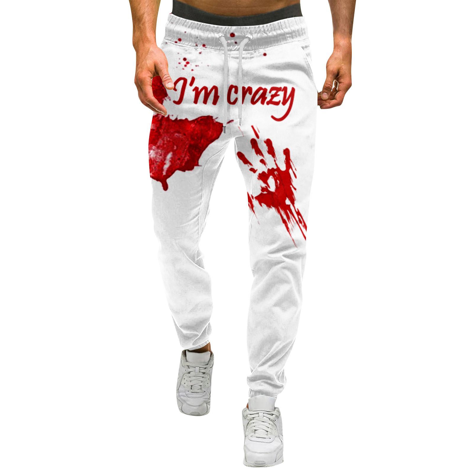

Мужские брюки с принтом на Хэллоуин Мужские повседневные спортивные брюки на кулиске XXXL белый