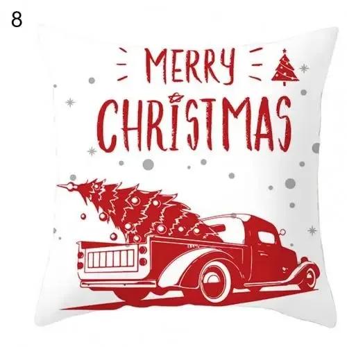 Christmas Themed Throw Pillow Cover With Short Plush Print Living Room Sofa Decoration Cushion Cover Pillow Covers Decorative