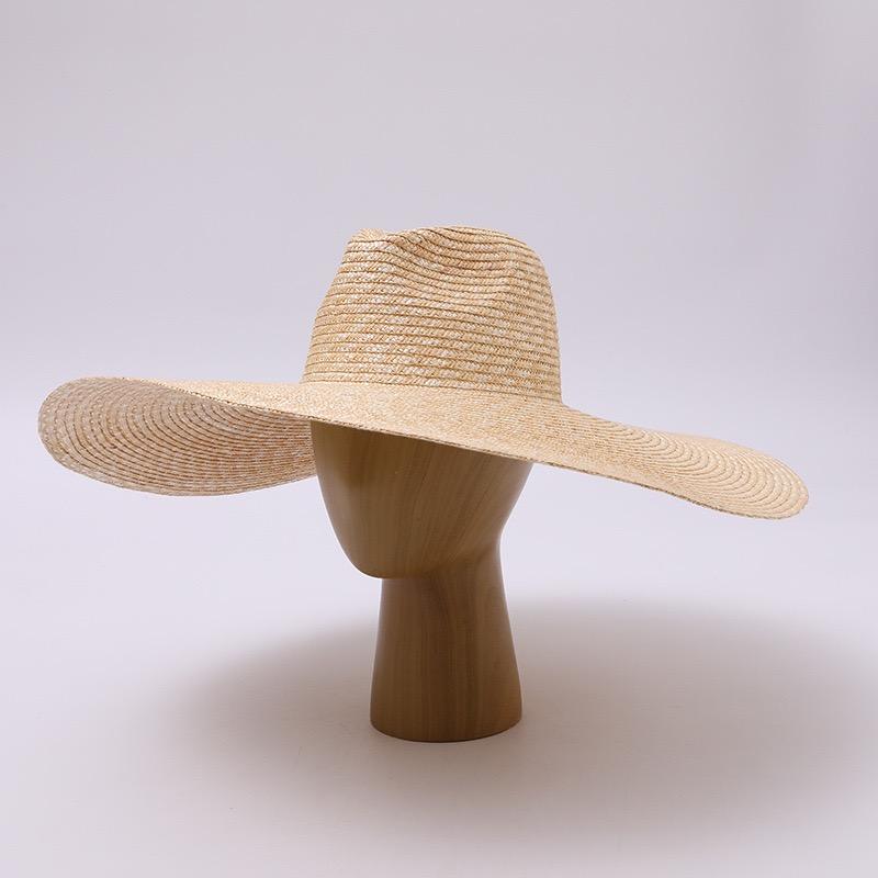 My Extreme Outdoor Activities Women's Fashion Natural Straw Hand Woven 15Cm 18Cm Wide Brim Panama Jazz Straw Hat Men Summer Oversized Beach Sombrero Mujer Playa 56-58Cm
