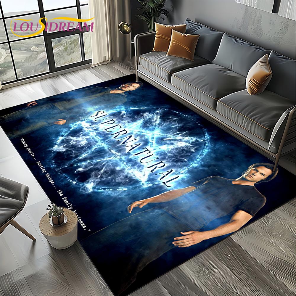 3D SPN Supernatural Sign Dean Sam Carpet Rug for Living Room Bedroom Home Sofa Decoration,Kids Play Area Rug Non-slip Floor Mat