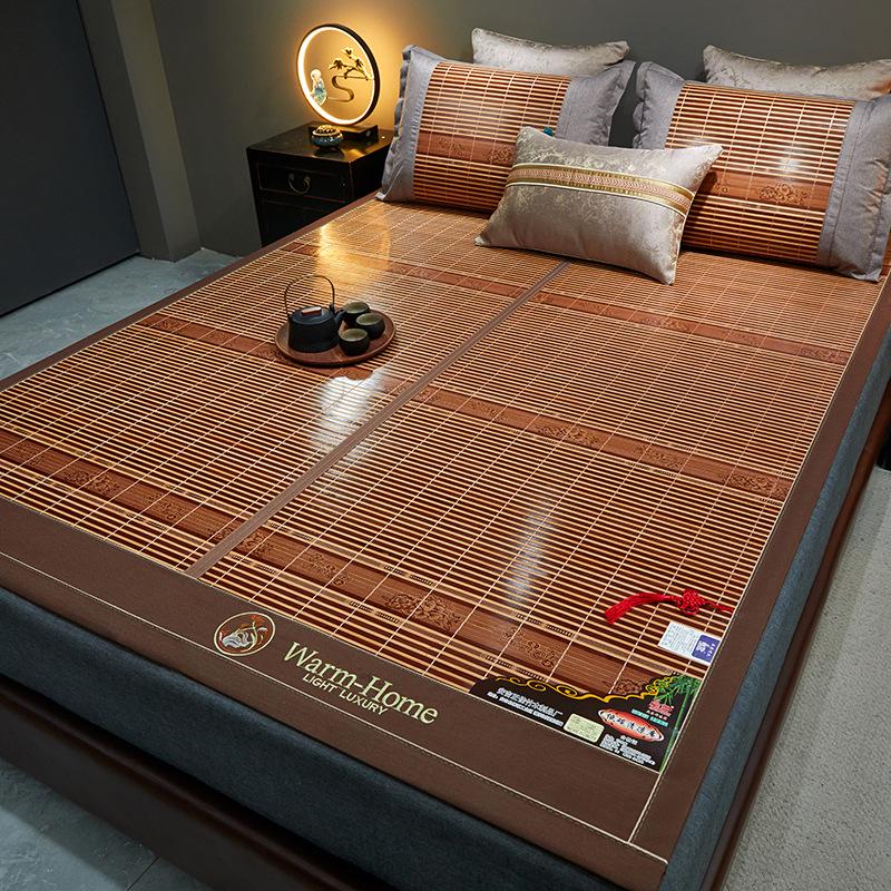 Bamboo Ice Silk Summer Cooling Mat: Foldable Double-Sided Mat for Dormitory or Home, 1.8m