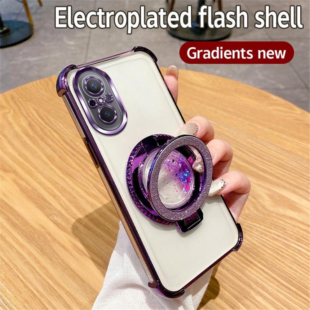 Magnetic Quicksand Bracket Phone Case For Huawei Nova 10 Pro 12 11 10 7 9 8 Pro SE Gradient Glitter Stand Shockproof Soft Cover