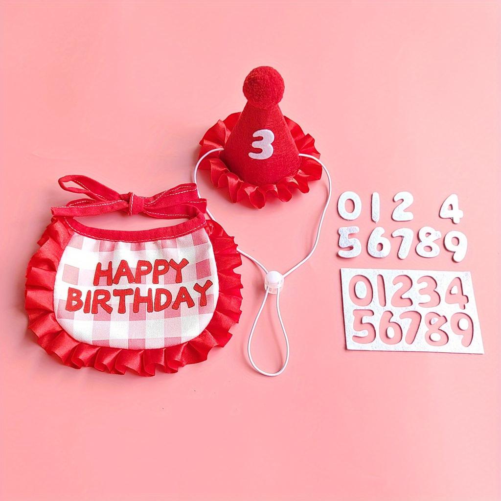Pet Birthday Party Hat Bib Dogs Cat Dress Up Caps Cat Saliva Towel Funny Photography Props Gift Cute Pet Party Costume
