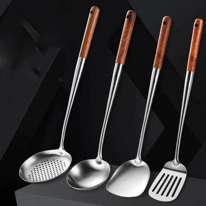 Ustensile de bucătărie Wok Spatulă Set de instrumente pentru fier și oală Spatulă pentru echipament de gătit din oțel inoxidabil Accesorii de bucătărie Esențiale
