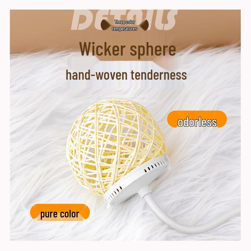 Remote Control Smart Voice-Activated Rattan Ball Night Light for Elderly, Children, Home, Dorms, and Students