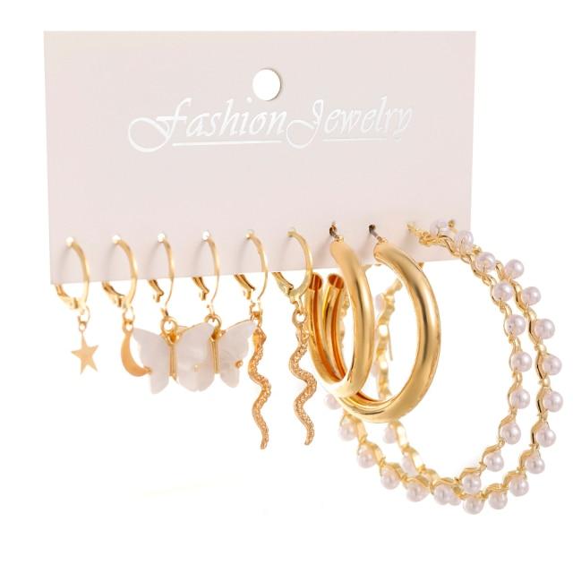 Women 'S Earrings Set Pearl Earrings For Fashionable Jewelry Women Bohemian Chic Style Geometric Crystalline Heart Stud EarringsFashion Stud