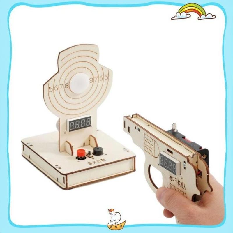 1 Набор Интерактивных Строительных Игрушек Stem Diy Деревянная Игра на Меткость Мишень Набор Для Детей Образовательный Научный Эксперимент Поделки