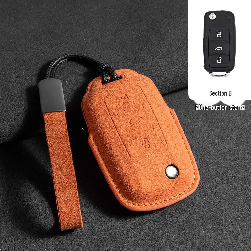 Volkswagen Wildleder Schlüsselhülle für Touran, Tayron, Tiguan L, Sagitar, Lamando L, Magotan, CC, ID4 - Vollständige Abdeckung