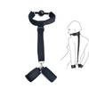 Cheap Price Open Mouth Ball Gag with Leather Wrist Handcuffs SM Kit Adult Sex Bondage for