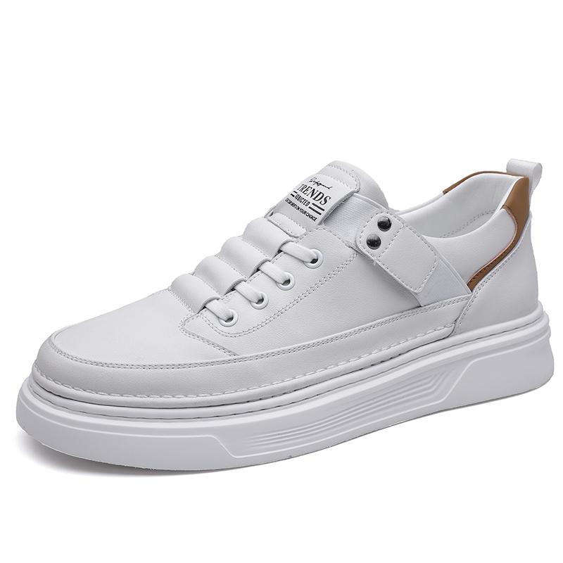

FashionHigh Quality Mens Casual Leather Shoes New Fashion Male Sneakers Handmade Lace-Up Vulcanize Shoes All-Match Skateboard Shoes 44 белый