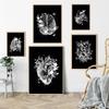 1pc Black White Anatomy Skeleton Poster Paper Print Home Bedroom Entrance Bar Cafe Art Painting Decoration