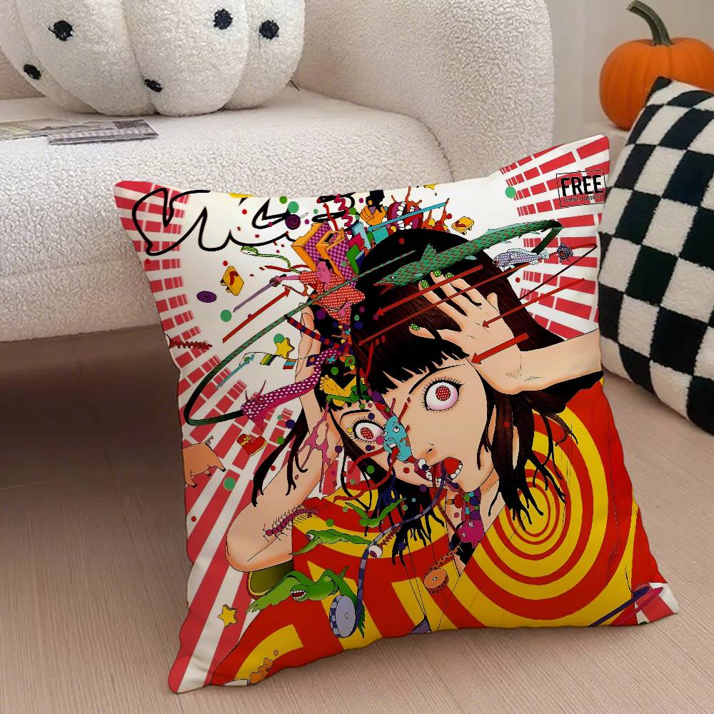 Funny S-Shintaro Kago Art Pillow Case Anti-dustmite Pillowcase Invisible Zipper Silky Short Plush Sofa Cushion Cover
