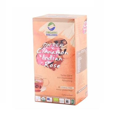 Tea with Cinnamon and Indian Rose (25 Pak, 1.30 G), Cinnamon Indian Rose Tea, Organic Wellness