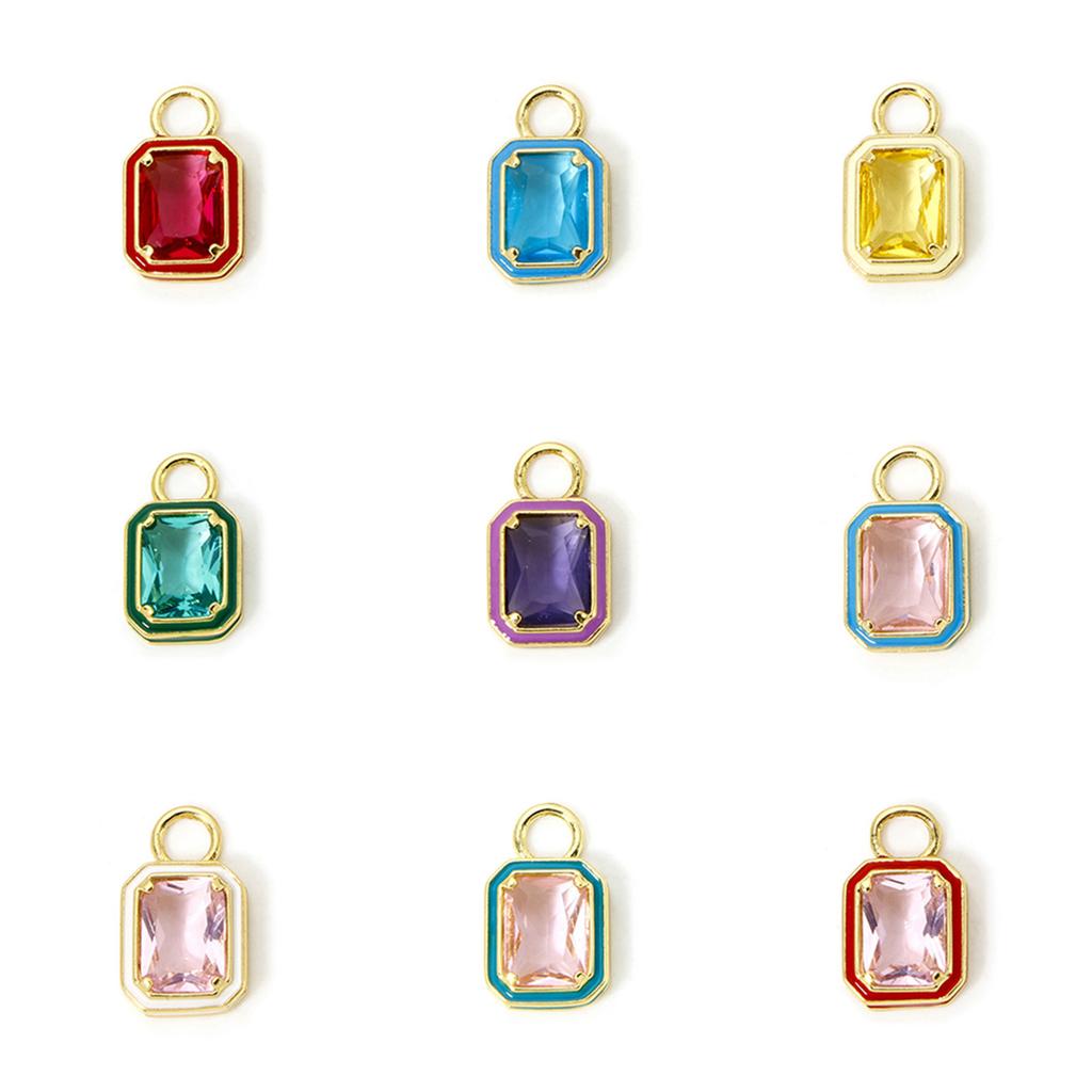 2 Stück Messing-Anhänger 18 Karat Vergoldet Mehrfarbig Achteck Emaille Anhänger Für DIY Schmuckherstellung Halskettenzubehör 15,5 mm x 9 mm