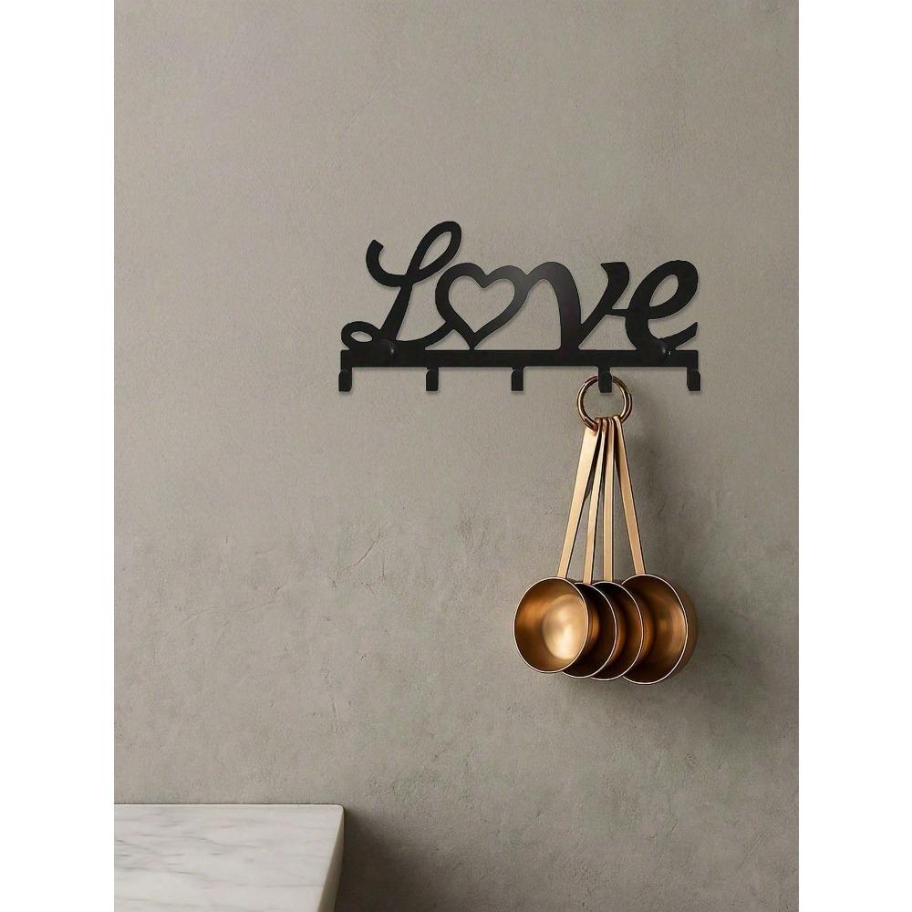 Black Metal Wall Mounted Key Holder Gothic Love Design Entryway Organizer Spooky Halloween Christmas Home Decor Living Room Gothic Gift